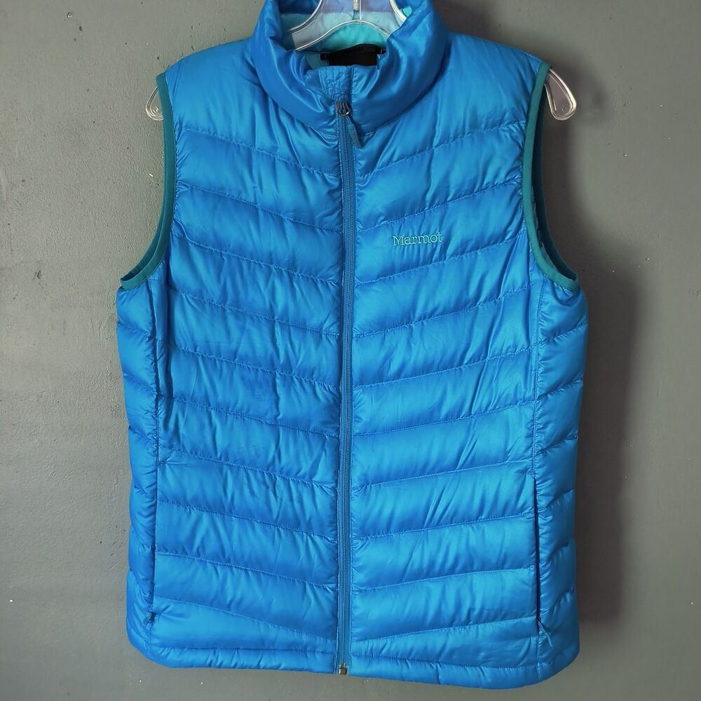 Marmot Vest Womens Medium Blue 800 Fill Down Puffer Lightweight Outdoor Ski Snow